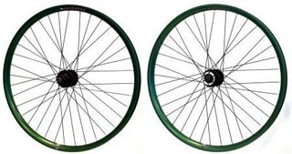 Wheel 26" Velocity Blunt-35  D/w Tubeless Ready Rim All Green  , Joytech 6 Bolt Disc Q/r Black Hub ,  Mach 1 Black Spokes , (SOLD As PAIR)