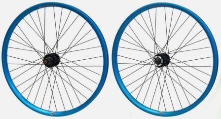 Wheel 26" Velocity Blunt-35  D/w Tubeless Ready Rim All Blue  , Joytech 6 Bolt Disc Q/r Black Hub ,  Mach 1 Black Spokes , (SOLD As PAIR)
