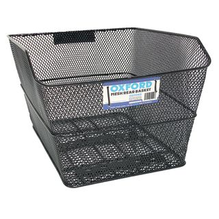 Rear Basket Black with Fittings, L: 39cm W: 25cm H: 21cm rear, 15cm front - Quality Oxford Product