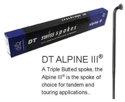 SPOKES - DT Alpine III Spoke, 290mm, BLACK (Sold Individually) - Triple Butted (13G Hook, 15G Middle, 14G Thread), J Hook, Stainless Steel