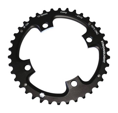 MTB CHAINRING, SHIMANO, 104/64 - 2X10, 7075-T6 BLACK, 2x10 speed, 104 BCD, Outer not threaded, 36T, 4 arms
