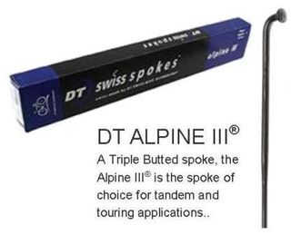 SPOKES - DT Alpine III Spoke, 260mm, BLACK (Sold Individually) - Triple Butted (13G Hook, 15G Middle, 14G Thread), J Hook, Stainless Steel