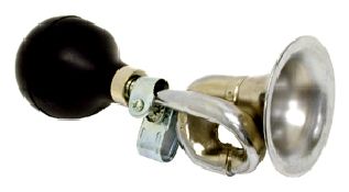 AIR HORN - Bugle Type, Bike Lane, Silver With Black Rubber Bulb