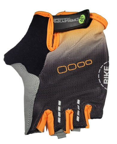 Gloves,  Amara Material, Lycra Towel, with  GEL PADDING, M, BLACK with Orange trim