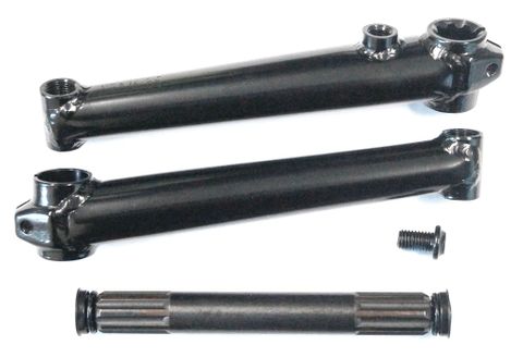 CRANK SET - 3 Piece, 175mm 19 x 8T GLOSS BLACK, solid spindle, w/bolt without B.B. sets