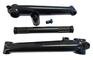 3 Piece BMX Crankset - 175mm, 19 x 8T - Solid Spindle With Bolt. Without B.B. Set. Gloss black