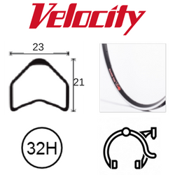 RIM 700c x 23mm - VELOCITY MAJOR TOM (Tubular) - 32H - (622 x 23) - Presta Valve - Rim Brake - D/W - BLACK (Anodised) - MSW - TUBULAR RIM