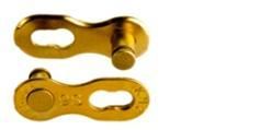 LINK - Connecting Link for 9 Speed, KMC, Card of 2 for 1/2" x 11/128" chain, CL-556R-TI, Ti GOLD.