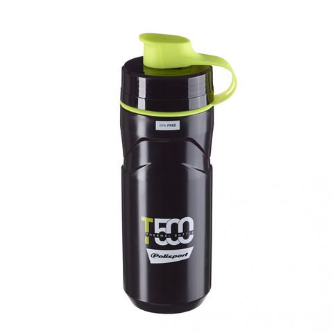 WATER BOTTLE  "convertable THERMAL Bottle 500/650ml" high tech",  Screw-On Cap,  - Quality Polisport product  BLACK/LIME GREEN