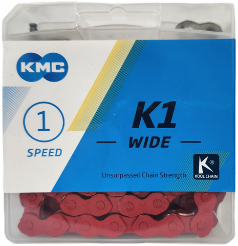 CHAIN - Single Speed - KMC K1 - 112L - RED - w/Connect Link
