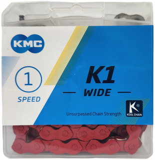CHAIN - Single Speed - KMC K1 - 112L - RED - w/Connect Link