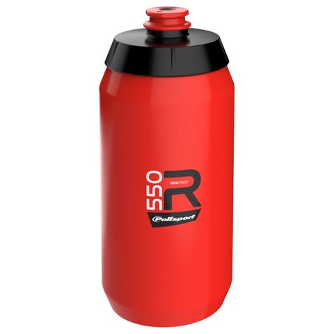 WATER BOTTLE, SENSATIONAL - wide mouth - easy squeeze - high flow - lightweight  RED  550ml  Screw-On Cap Professional type - Quality Polisport product