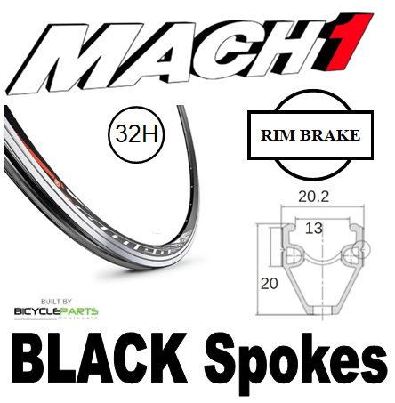 WHEEL - 700C Mach1 OMEGA CFX 32H S/j Black Rim,  8/10 SPEED Q/R (135mm OLD) Loose Ball Joytech Silver Hub,  Mach 1 BLACK Spokes