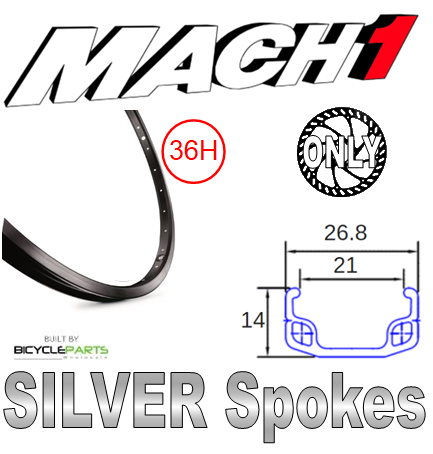 WHEEL - 26" Mach1 110 36H S/j Black Rim,  8/10 SPEED Q/R (135mm OLD) 6 Bolt Disc Loose Ball Joytech Black Hub,  Mach 1 SILVER Spokes