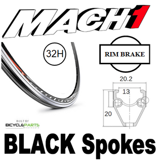 WHEEL - 700C Mach1 OMEGA CFX 32H S/j Black Rim,  7 SPEED Q/R (130mm OLD) Loose Ball Joytech Black Hub,  Mach 1 BLACK Spokes