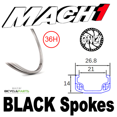 WHEEL - 24" Mach1 110 36H S/j Silver Rim,  FRONT Q/R (100mm OLD) 6 Bolt Disc Sealed Novatec Black Hub,  Mach 1 BLACK Spokes