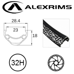 RIM 29er x 23mm - ALEX MD23 - 32H - (622 x 23) - Presta Valve - Disc Brake - D/W - BLACK - Eyeleted - Tubeless Ready - (ERD 600mm)