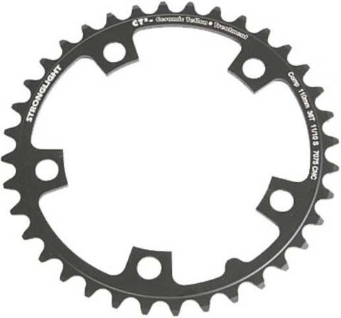CHAINRING - ROAD "STRONGLIGHT", 39T, 7075 CNC Black CT2 - 110mm BCD, 5 Hole for 10/11 Spd