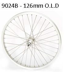 WHEEL REAR, SCREW-ON, NUTTED, 20'' ALLOY 36h SILVER S/S spokes, OLD 126mm