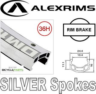 WHEEL - 24" Alex DM18 D/w 36H A/v B/s Silver Rim, FRONT Q/R  (100mm OLD) Loose Ball Joytech Black Hub, Mach1 SILVER Spokes