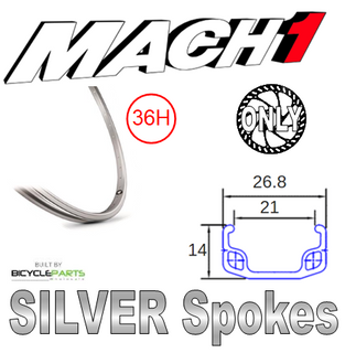 WHEEL - 24" Mach1 110 36H S/j Silver Rim,  FRONT DYNAMO Q/R (100mm OLD) 6 Bolt Disc Sealed SP Black Hub,  Mach 1 SILVER Spokes