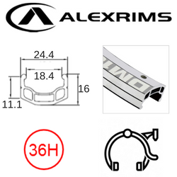 RIM 24" x 18mm - ALEX DM18 - 36H - (507 x 18) - Schrader Valve - Rim Brake - D/W - SILVER - MSW - (ERD 495)