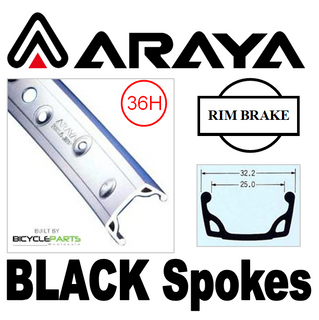 WHEEL - 26" Araya 7X S/w 36H A/v B/s Silver Rim, 8/10 SPEED Q/R (135mm OLD) Loose Ball KK Rival Black Hub, Mach1 BLACK Spokes