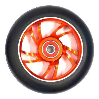 Scooter Wheel, Alloy, 110mm incl abec-9 bearing, ORANGE core, Sensational NEW DISPLAYpackaging !