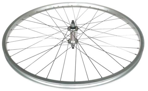 WHEEL Front  27.5/650B - Single wall Silver alloy rim, nutted alloy silver hub (100mm O.L.D.) , 36 holeSilver Stainless steel spokes