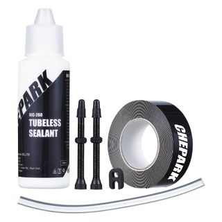 CHEPARK Tubeless sealant set, 250ml Sealant, 1 x 30mm width tape, 2 x 40mm valves, Valve Core Removal Too