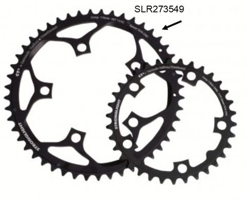 CHAINRING - ROAD "STRONGLIGHT", 52T, 7075 CNC Black CT2 - 110 BCD, 5 Hole for 10/11 Spd