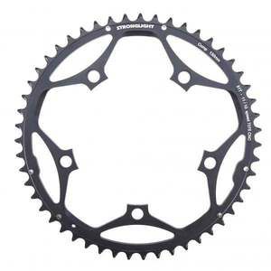 ROAD CHAINRING, STANDARD, TYPE S - 7075 CNC,  BLACK, 11/10, 130 BCD, Outer, 53T, 5 arms "STRONGLIGHT"