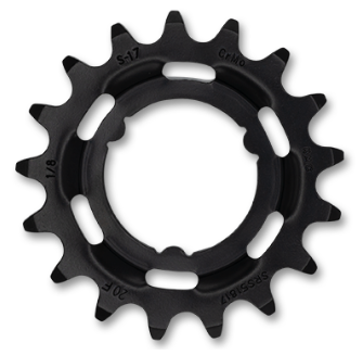 Sprocket R Shimano, ,Cr-Mo,   1/2 x 1/8" x 17T, black, for E-Bike. Quality KMC product - Works with Coaster & Internal gear hubs