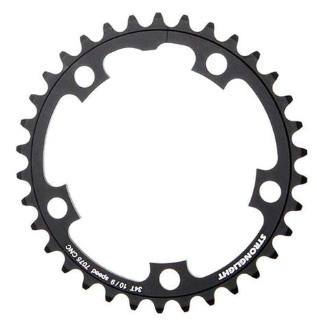 CHAINRING - ROAD "STRONGLIGHT", 34T, 7075 CNC Black - 110mm BCD, 5 Hole for 9/10 Spd