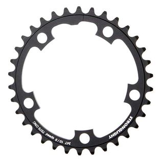 CHAINRING - ROAD "STRONGLIGHT", 34T, 7075 CNC Black - 110mm BCD, 5 Hole for 9/10 Spd