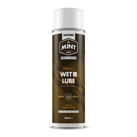 Oxford Mint Wet Weather  Aerosol Lube 500ml,  improve durability and performance in very wet conditions