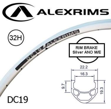 RIM 700c x 16mm - ALEX DC19 - 32H - (622 x 16) - Presta Valve - Rim Brake - D/W - SILVER - MSW - (ERD595)