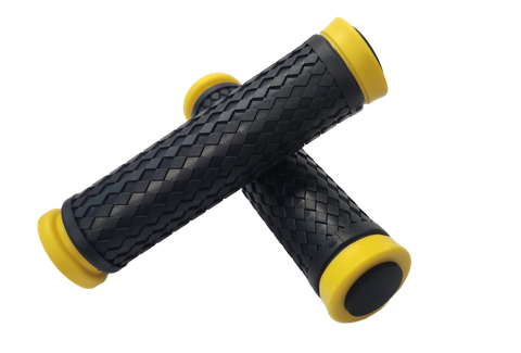 Grips,  130mm w/plugs YELLOW highlights