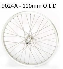 WHEEL REAR, SCREW-ON, NUTTED, 20'' ALLOY 36h SILVER S/S spokes, OLD 110mm ALL SILVER
