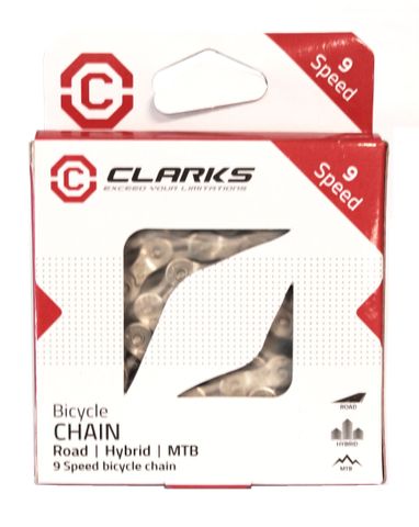 CHAIN - 9 Speed - CLARKS - SILVER - Self Lubricating - w/Connect Link