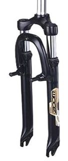 SUSPENSION FORK  24, Threadless, 1.1/8" OD (28.6mm), ID 24.8, V brake with Disc brake mounts, 260mm Steerer, 63mm Travel, BLACK, ZOOM