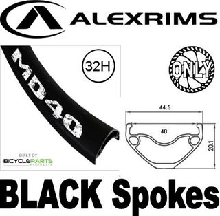 WHEEL - 27.5 / 650B Alex MD40 32H Black Rim,  8/11 Speed Q/R (141mm OLD) 6 Bolt Disc Sealed Novatec Black Hub,  Mach 1 BLACK Spokes