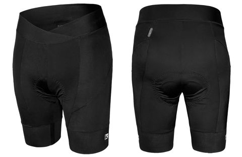 KNICKS WOMENS - FUNKIER Nivellina PRO shorts, 240g lycra fabric. Thin, soft and elastic gripper- SG-9. Sculpt waist band., Pad- C-15 , BLACK, L