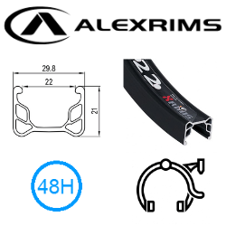 RIM 20" x 22mm - ALEX Y22 - 48H - (406 x 22) - Schrader Valve - Rim Brake - S/W - BLACK -  (388 ERD)