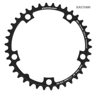 CHAINRING - ROAD "STRONGLIGHT", 38T, 7075 CNC Black CT2 - 130mm BCD, 5 Hole for 10/11 Spd