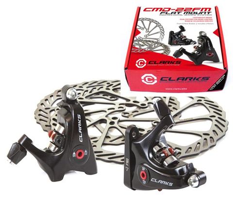 DISC BRAKE set, DUAL PISTON, FLAT MOUNT, MECHANICAL, FRONT & REAR, Compatible ,Road,Hybrid, Two Disc Brakes + 140mm & 160mm rotors   Quality Clarks product