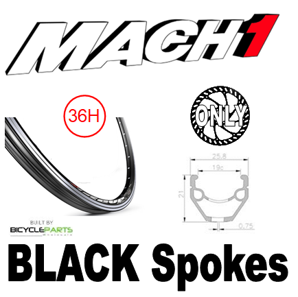 WHEEL - 26" Mach1 REVO 36H P/j Black Rim,  1 SPEED CASS Nutted (135mm OLD) 6 Bolt Disc Sealed Novatec Black Hub,  Mach 1 BLACK Spokes
