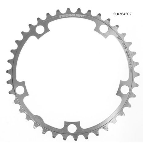 CHAINRING - ROAD "STRONGLIGHT", 38T, 7075 CNC Silver - 130mm BCD, 5 Hole for 9/10 Spd