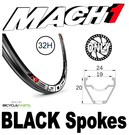WHEEL - 27.5/650B Mach1 3.90 SL 32H S/j Black Rim,  FRONT Q/R (100mm OLD) Centrelock Disc Sealed Novatec Black Hub,  Mach 1 BLACK Spokes