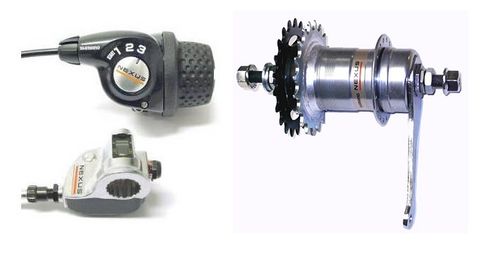 Gomier Trike Parts Shimano Nexus 3spd Coaster Hub With Double Flange (sits mid frame) (incl shift kit)